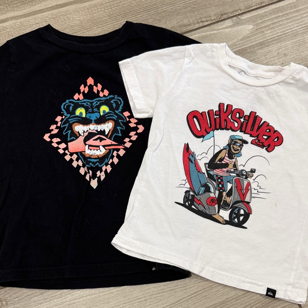 Quiksilver Kids' Black and White Graphic Tees 3T/4T